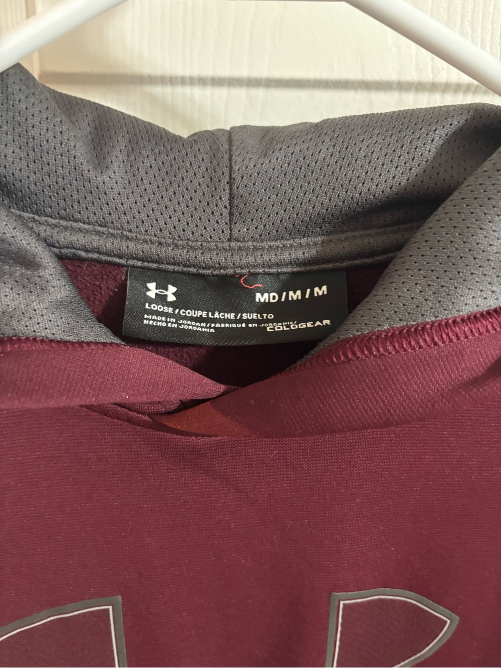 Under Armour Maroon and Gray Pullover Hoodie with Logo - Picture 2 of 3